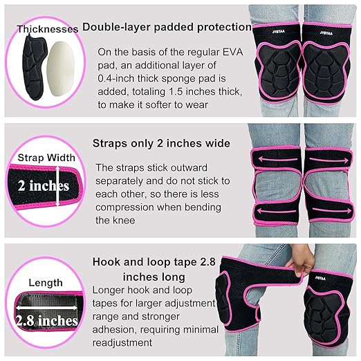 Gardening Knee Pads, Men & Women Knee Pad for Flooring Cleaning, Adjustable Soft Pink Kneepads for Kneeling Weeding Planting Mechanic Yard Work, Waterproof and Safety for Christmas, Rose Red Extra Large. (1 Pair)