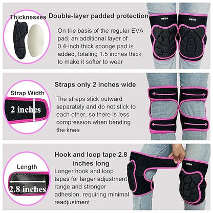Gardening Knee Pads, Men & Women Knee Pad for Flooring Cleaning, Adjustable Soft Pink Kneepads for Kneeling Weeding Planting Mechanic Yard Work, Waterproof and Safety for Christmas, Rose Red Extra Large. (1 Pair)