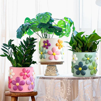GUGUGO 8 Inch Flowers Planters, Cute Unique Rainbow Planter with Drainage, Plant pots, Colorful Vintage Retro Flower Pots, Succulent Pots for Indoor Plants, Eclectic Funny Room Decor Aesthetic-C