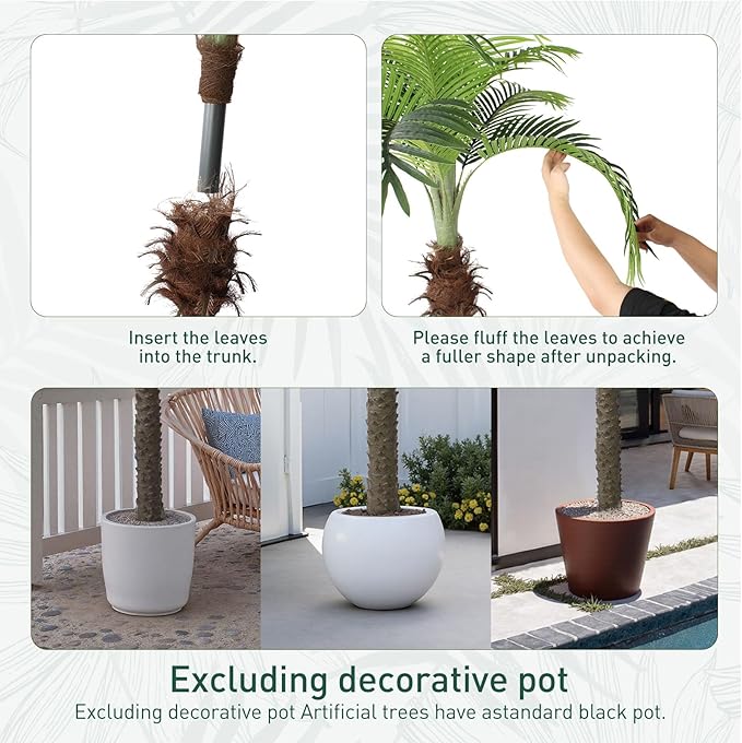 7 FT Fake Palm Tree,Tall Artificial Palm Trees for Outdoor Indoor Decor,Faux Phoenix Palm Plants for Outside Patio Pool Coastal Home Office Living Room