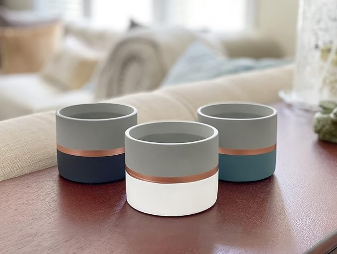 Assorted Nordic Cement Succulent Pots 3.5" Planters with Drainage | 3 Pack