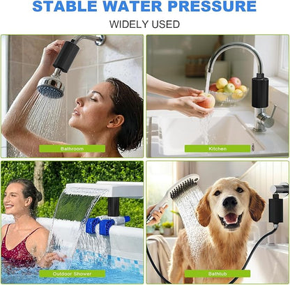 ALL METAL Shower Head Filter – KDF 55 Shower Filter Vitamin C E&A for Hard Water, High Pressure Universal Shower Water Filters to Reduce Toxic Chemicals – Reduces Chlorine and Heavy Metals,Black