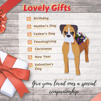 Boxer Dog Planter Plant Pots,Cute Dog Flower Planter,Gifts for Pet Lovers,Unique Animal Plant Pots,Office,Indoor Outdoor Garden Decor(9.45 * 6.38 * 13.39in)