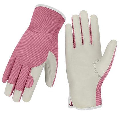 Gardening Gloves, Garden Gloves for Women and Men, Thorn Proof Working Gloves, Durable Leather Work Garden Gloves for Yard & Outdoor Work, Purple, L