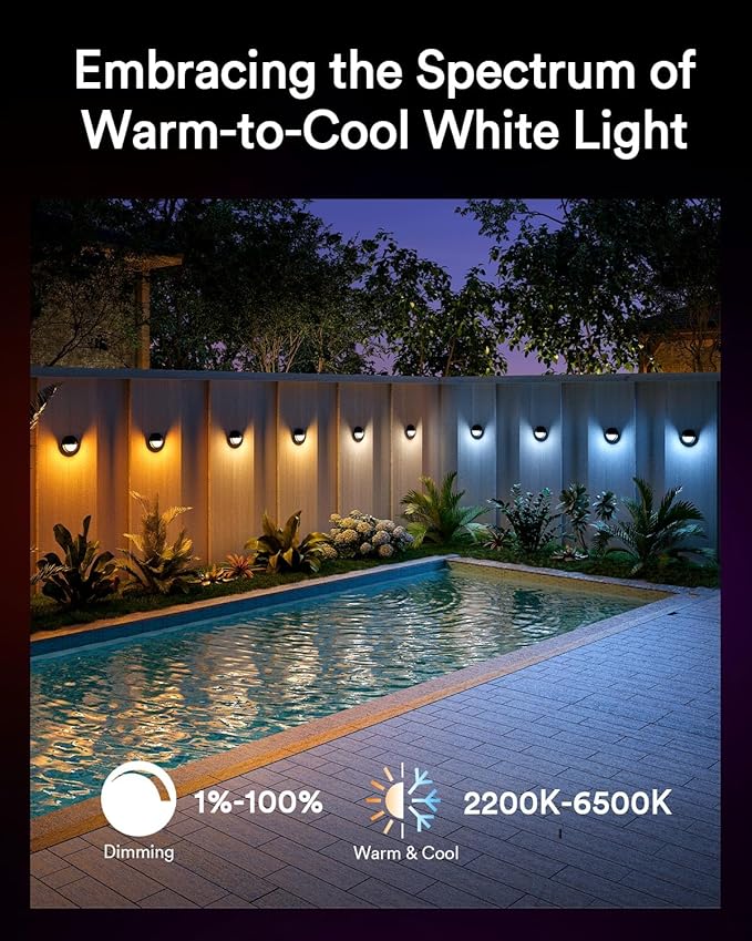 Lumary 6 Pack 12-24V Low Voltage Deck Lighting with Hub, 4 Inch Smart Outdoor Step Light Waterproof, 2200K-6500K RGBCW Color Changing Landscape for Deck, Fence, Stair, Work with Alexa/Google Assistant
