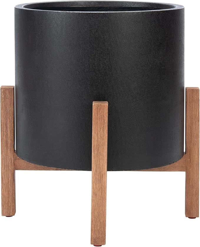SAFAVIEH Outdoor Collection Jesper Natural/Black Concrete Planter