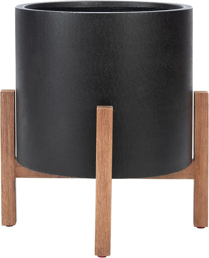 SAFAVIEH Outdoor Collection Jesper Natural/Black Concrete Planter
