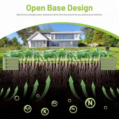 2PCS 8x4x1FT Galvanized Raised Garden Bed Kit,Vegetable Boxes-Rectangle Metal Flower Box,Large Planter Raised Beds Outdoor Garden for Planting,Fruit,Herb-Green