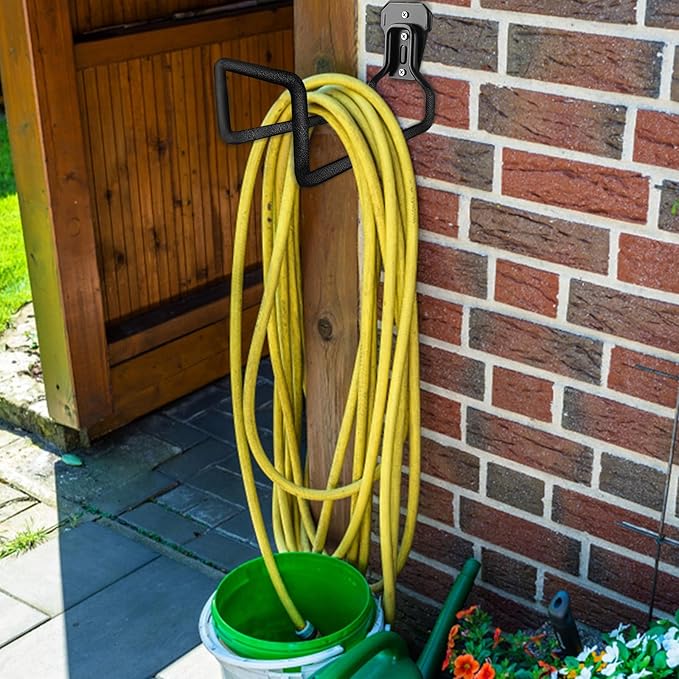 2 pcs Garden Hose Holder Wall Mount - Heavy Duty Hose Hanger for Outside Yard Garden Storage Hook Rack