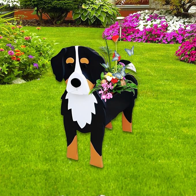 Bernese Mountain Dog Planter,Cute Large Dog Flower Pots,Gifts for Pet Lovers,Unique Animal Plant Pots,Office,Indoor Outdoor Garden Decor(9.84 * 7.3 * 17in)