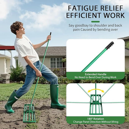 Outvita Lawn Leveling Rake 30"x10", Level Lawn Tool with Adjustable Handle, Yard Leveling Rake, Landscape Rakes for Garden, Backyard, Golf Course, Farm, Pasture