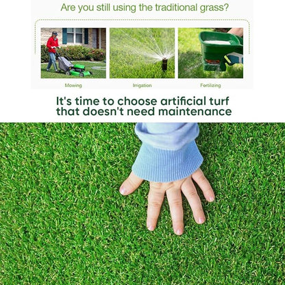 Artificial Grass Lawn Turf 0.8inch Realistic Synthetic Grass Mat, Indoor Outdoor Garden Lawn Landscape for Pets,Fake Faux Grass Rug with Drainage Holes