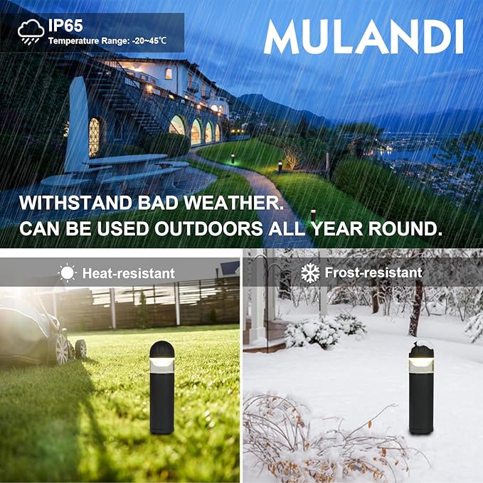 LED Landscape Bollard Pathway Light, 2W, DC 12V Low Voltage Path Lighting Outdoor Waterproof, Die-Casted Aluminum Housing for Garden Light, 3000K Warm White Pack of 2