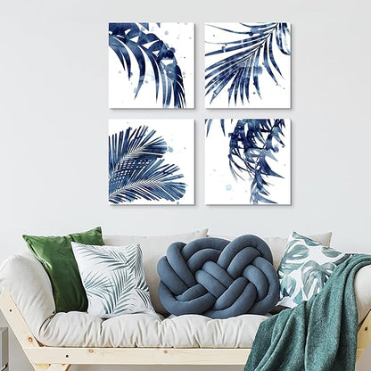Leaf Canvas Picture Wall Decor: Botanical Art Succulent Prints, Perfect Artwork for Bathroom and Living Room, Size 16"x16"