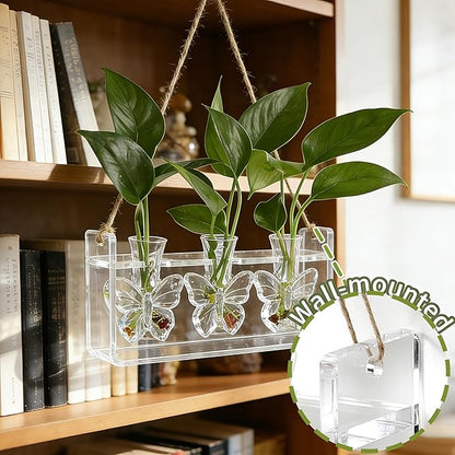 Clear Plant Propagation Station Plants Terrarium Planter Vase Birthday Gifts for Women Girl in Acrylic Stand Home Office Garden Decor