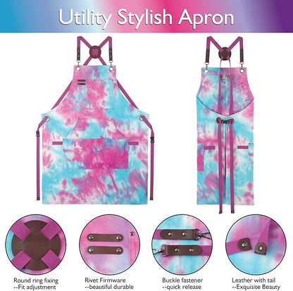5 Pack Kitchen Apron, Work Apron, Canvas, Multiple Pockets, Gardening, Painting, BBQ, Artist, Carpenter, Sizes M to XXL, Phantom Blue