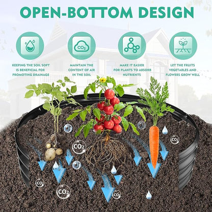 2.7FT Diameter Galvanized Garden Raised Bed/Plant Box/Fire Pit Ring - 0.8mm Thick,12 Inch Tall,Perfect for Planting a Variety of Flowers,Herbs,Vegetables (Black, 32 Dia X 11.5 inches)