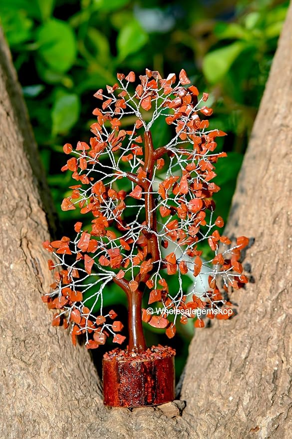 Red Jasper Crystal Tree with Silver Wire – Handmade Gemstone Bonsai for Home & Office Décor, Feng Shui Vastu Tree