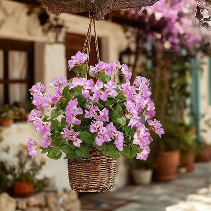4 Pcs Artificial Flowers Bougainvillea Outdoor Artificial Plants Faux Flowers with Stems Silk Flowers for Wedding Porch Living Garden Decor Without Vase (4PCS,White Purple)