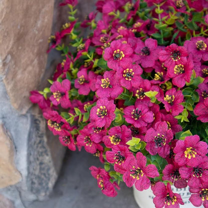 Faux Flowers for Outdoor Planters, Artificial Flowers for Outdoors, 12 Bundles Outdoor Flowers Uv Resistant, Artificial Flowers for Decoration, Red, Silk Faux Spring Flowers for Outside