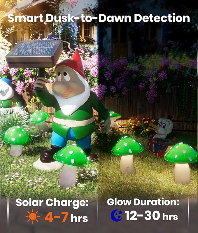 Upgraded Solar Mushroom Lights Outdoor, 9 Pack Garden Stake Light with 8 Lighting Modes, IP65 Waterproof Solar Pathway Fairy Decor for Yard/Flower Bed/Patio/Landscape/Backyard, Christmas Gift, 30 FT