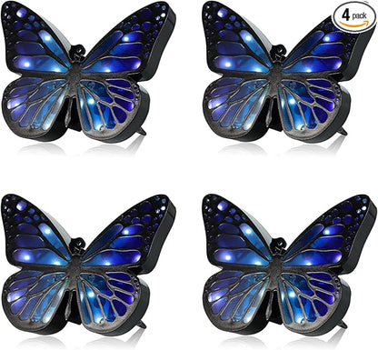 Ground Lights, Equipped with 4 Solar Lights for Outdoor Waterproofing, 14 LED Solar Landscape Lighting, Suitable for Gardens, courtyards, terraces, corridors, Lanes, and walkways (Blue)