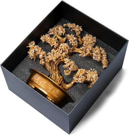 Natural Citrine Gemstone Crystal Bonsai Tree of Life（1,350 Gemstone Count） Large Feng Shui Money Chakra Tree for Luck and Wealth Desk Decoration 20 Inches