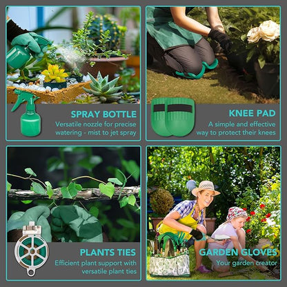 Gardening Tools 14-Piece Heavy Duty Gardening Hand Tools with Fashion and Durable Garden Tools Organizer Handbag,Rust-Proof Garden Tool Set