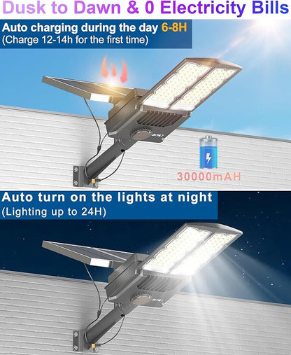 JAYNLT Y-8000W Solar Street Lights Outdoor,6500K 600000LM High Power Parking Lot Lights Commercial Dusk to Dawn, IP67 Waterproof Solar Security Flood Lamps Motion Sensor for Farm,Garage