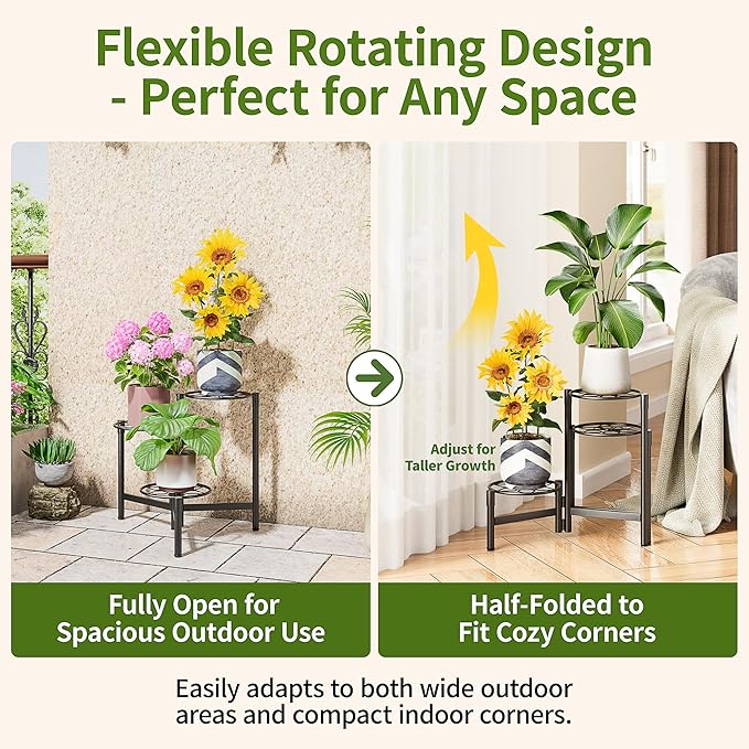 Tiered Plant Stand Outdoor 3 Tier Indoor Metal Flower Shelf for Multiple Plants Corner Tall Flower Holders for Patio Garden Living Room Balcony Bedroom Black Diamond