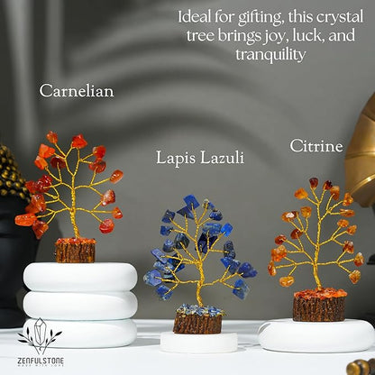 Crystal Tree Gifts for Women, Set of 12 Handcrafted Small Tree of Life Chakra Healing Crystals & Stones for Positive Energy, Good Luck, Home and Office Decor, Birthday Presents
