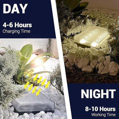 Solar Paver Outdoor Lights, 6x9 Recessed Brick Light, Heavy Duty IP67 Waterproof LED, Landscape Lighting for Ground, Pool, Garden, Driveway (Warm White, 1Pack)