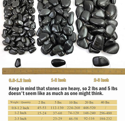 40 lbs Black River Rocks for Landscaping, 2-3 inch Pebbles for Indoor Plants, Large Decorative Stones for Planters Aquarium Fish Tank and Garden Rocks