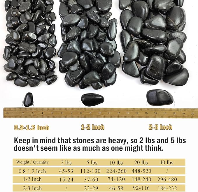 10 lbs Black Pebbles for Plants, 2-3 inch Large River Rocks for Plants, Decorative Stones for Planters Vase Aquarium Fish Tank and Outdoor Garden Landscaping