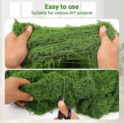 Artificial Green Moss for Potted Plants, 24.7 oz Fake Moss Decor for Indoor Plants, Glass Containers, Wedding, Gardens, DIY Crafts (Dark Green)