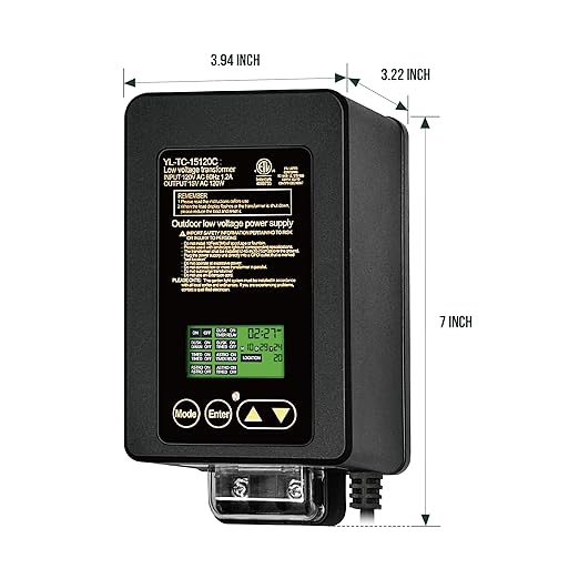 GKOLED 120W Low Voltage Landscape Transformer, Integrated Astronomic Timer and Photocell Sensor, 120V AC to 15V AC for Outdoor LED Landscape Lighting, Weatherproof, ETL Listed