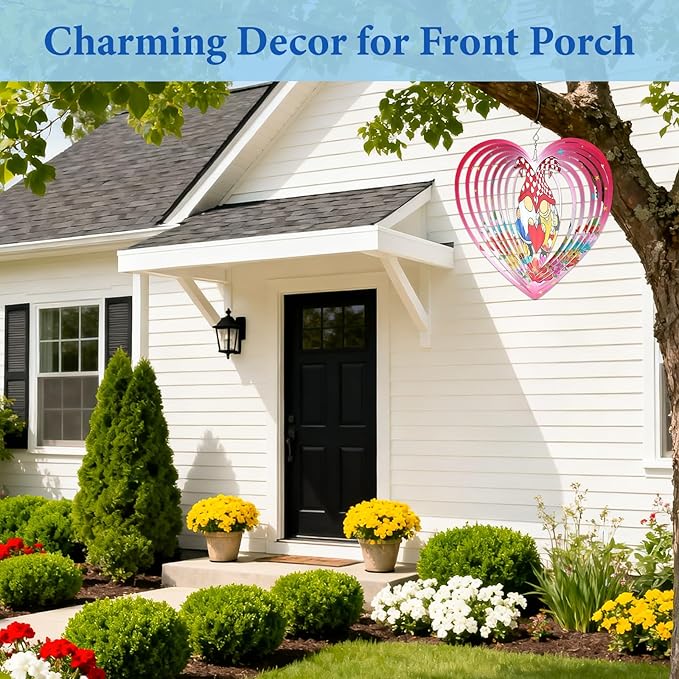 Gnome Wind Spinners Outdoor, Gnome Gifts for Women Men Wife Mom Dad Husband, Hanging Wind Spinners for Christmas Thanksgiving, 12 inch Outdoor Indoor Hanging Ornament for Garden Porch Lawn