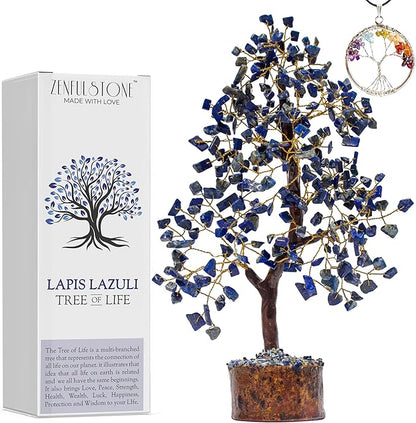 Lapis Lazuli Crystal Tree for Wisdom & Truth Décor for Home and Office | Handmade Bonsai for Communication & Clarity of Thought | Perfect Insight Gift for Loved Ones