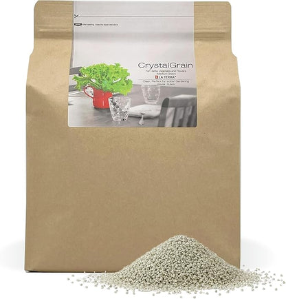 LA TERRA Soil for Herbs, Vegetable and Flowers, 3L (Medium Grain) Made in Japan – Nutrient-Enriched, Clean, No Mess, Reusable-Crystal Grain