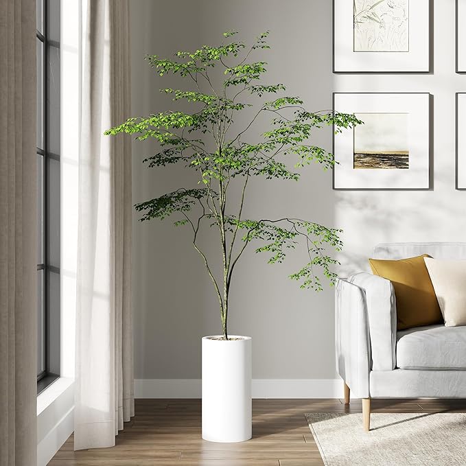 DTY Signature Mount Oxford Tall Outdoor Planter - Small White 15.7 Inch Height Tall Planter Pot for Indoor & Outdoor Spaces - Stylish Planter for Contemporary Homes and Gardens