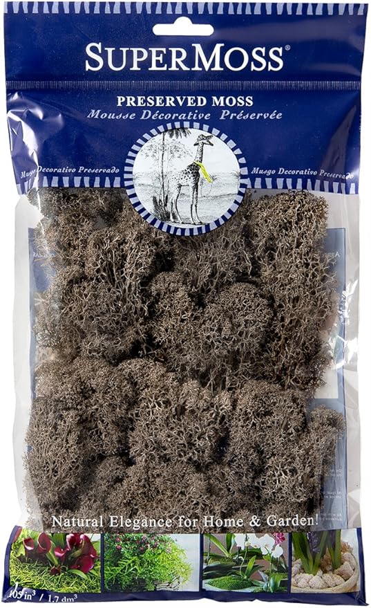 SuperMoss (25165) Reindeer Moss – Soft Preserved Moss for Home Decor, Crafts, Terrariums, Floral Design, and Wedding Decorations, 80.75 cu in, Cashmere