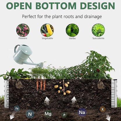 FOOWIN 2pcs 6x3x2ft Galvanized Raised Garden Bed, Planter Raised Garden Boxes Outdoor, Large Metal Raised Beds for Gardening, Garden Bed for Vegetables, Flowers, Herb,269 Gallon Capacity, Silver