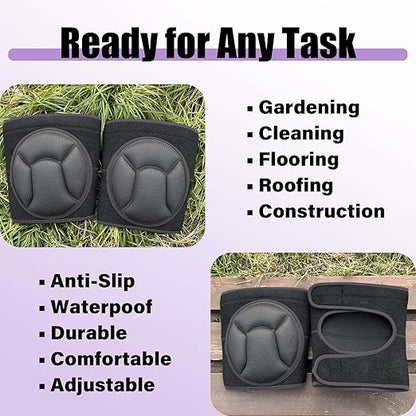Work Knee Pads for Cleaning Gardening, Adjustable Foam Kneepad with Elastic Straps for Scrubbing Floors, Crawling Knee Cushion with Soft Inner Liner for Housekeeping Weeding Planting for Christmas, Black XL