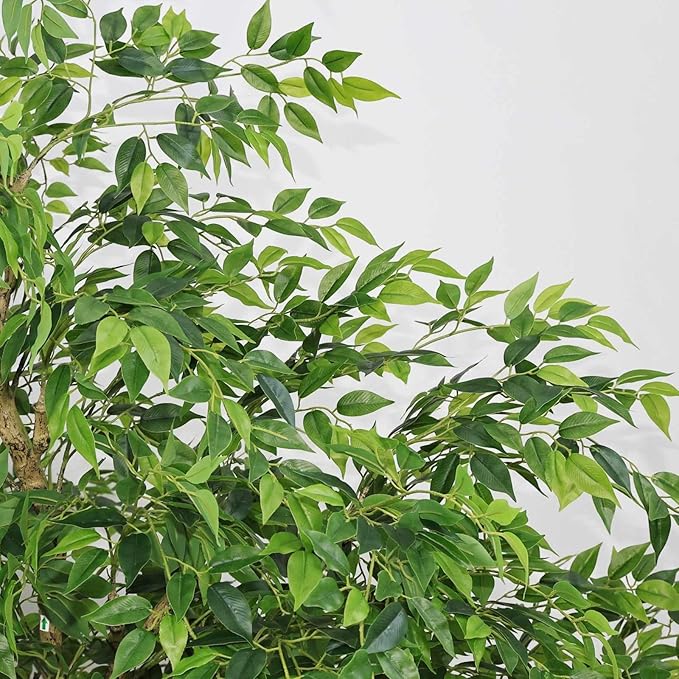 7FT Artificial Ficus Tree with Natural Trunk, 82.7" Tall Fake Banyan Plant with Realistic Green Leaves, No Watering UV Resistant Indoor Outdoor Tree for Home Patio Decor