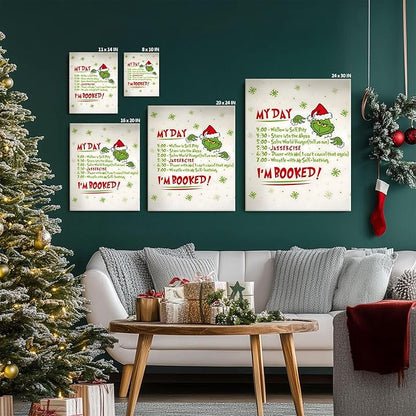 Funny Christmas Canvas Wall Art Decor - “My Day I'm Booked” Humorous Holiday Decor - 16X20 inch Unique Humorous Christmas Decoration for Living Room or Office - Premium Quality Canvas Print