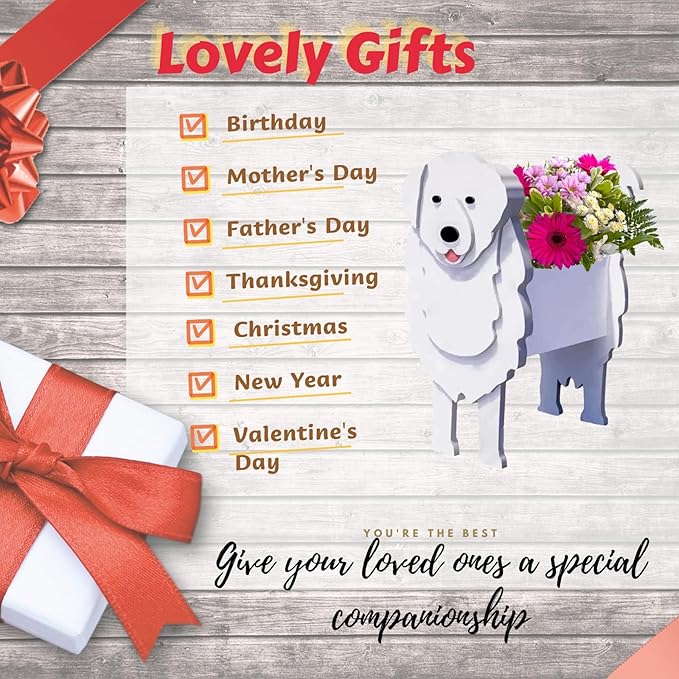 Great Pyrenees Dog Planter Plant Pots,Cute Dog Flower Planter,Gifts for Pet Lovers,Unique Animal Plant Pots,Office,Indoor Outdoor Garden Decor(9.45 * 6.02 * 13.39in)