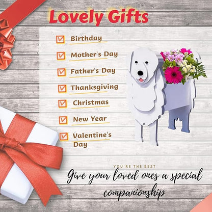 Great Pyrenees Dog Planter Plant Pots,Cute Dog Flower Planter,Gifts for Pet Lovers,Unique Animal Plant Pots,Office,Indoor Outdoor Garden Decor(9.45 * 6.02 * 13.39in)