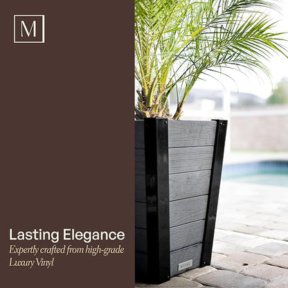 Mayne Vista 18in Outdoor Planter 2-Pack- Modern Tall Tapered Design with Drainage Hole for All Season Use - Ideal Front Porch Decor & Patio Planter - Easy Assembly