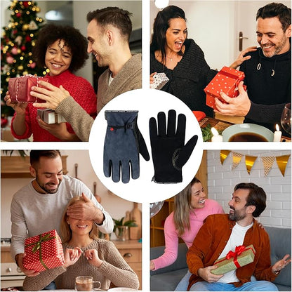 HLDD HANDLANDY 2 Pairs Leather Work Gloves for Men & Women, Reinforced Durable Palm for Welding, Farm, Gardening, Driving