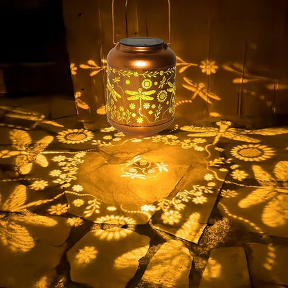 Solar Lanterns Outdoor Waterproof, Dragonfly Gifts for Women, Solar Lights for Backyard Porch Patio Table Yard Balcony Lawn Pathway